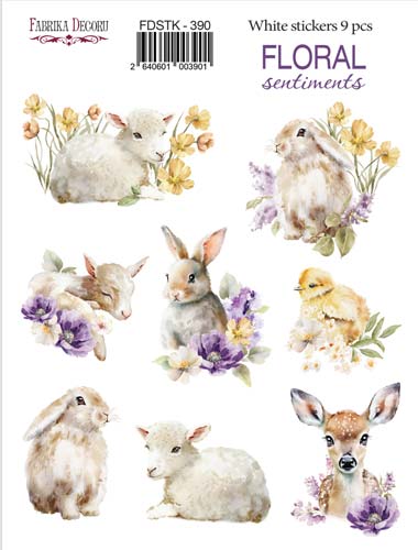 Набір наклейок (стікерів) 9 шт Floral sentiments #390, Фабрика Декору