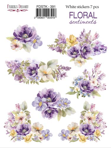 Набір наклейок (стікерів) 7 шт Floral sentiments #391, Фабрика Декору