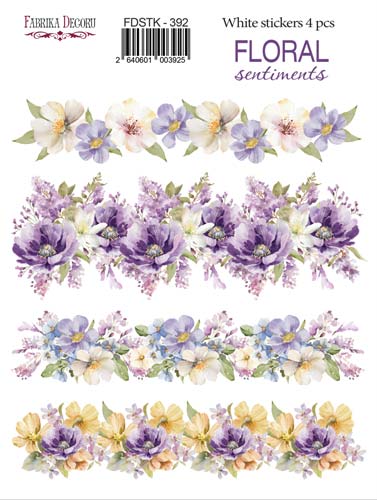 Набір наклейок (стікерів) 4 шт Floral sentiments #392, Фабрика Декору