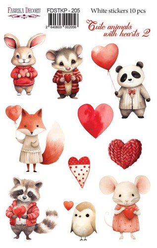 Набір наклейок для планерів Cute Animals with Hearts 2, #205, Фабрика Декору