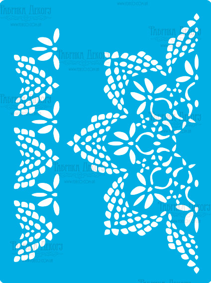 Трафарет многоразовый 15x20см Вязанная салфетка с цветами #355, Фабрика Декора