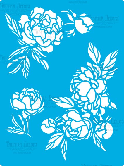 Трафарет багаторазовий 15x20см Peony passion #418, Фабрика Декору