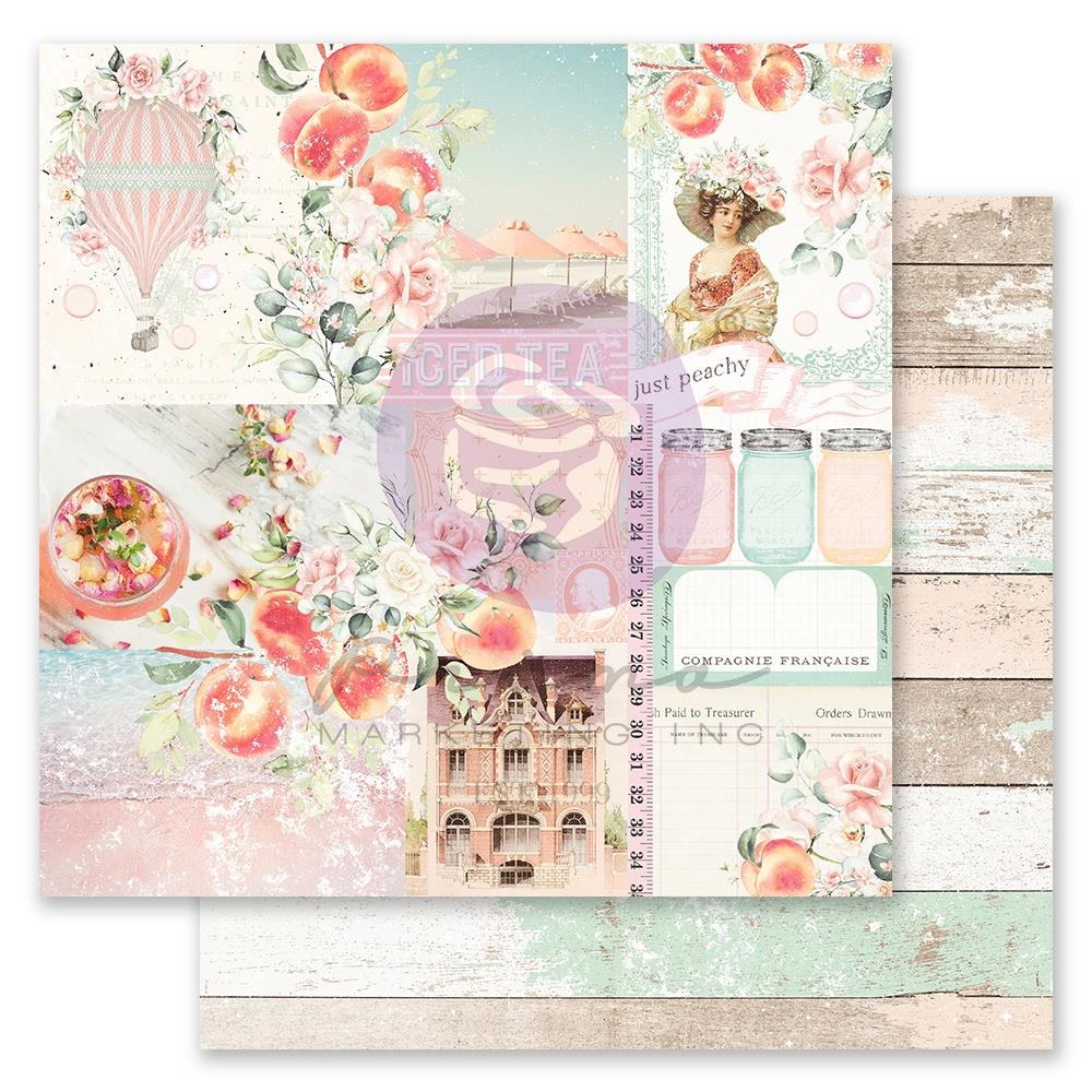 Скрапбумага Peach Tea  - Just Peachy с фольг. 30х30 Prima