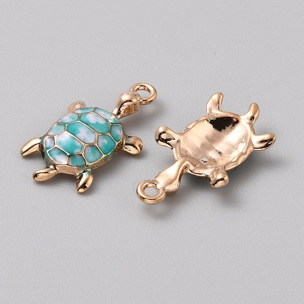 Подвеска с эмалью Черепаха голубая, 24х14 мм, 1 шт.