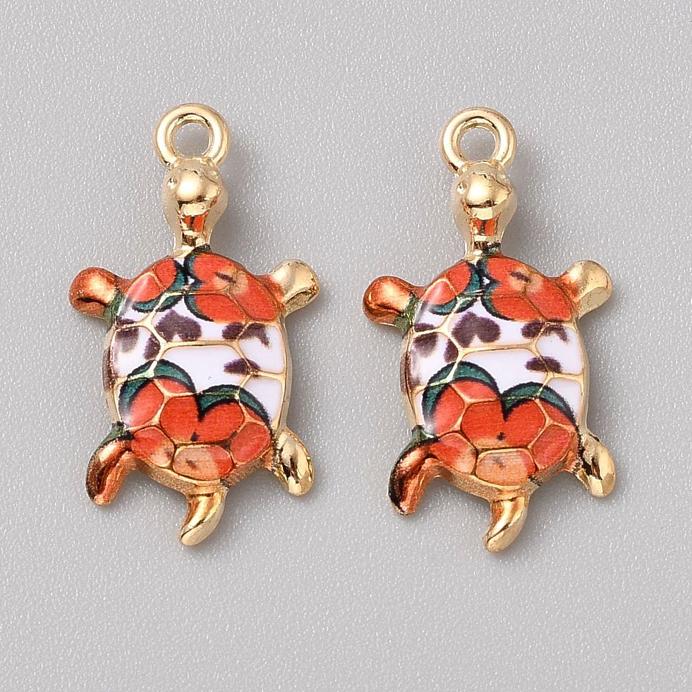 Подвеска с эмалью Черепаха оранжевая, 24х14 мм, 1 шт.