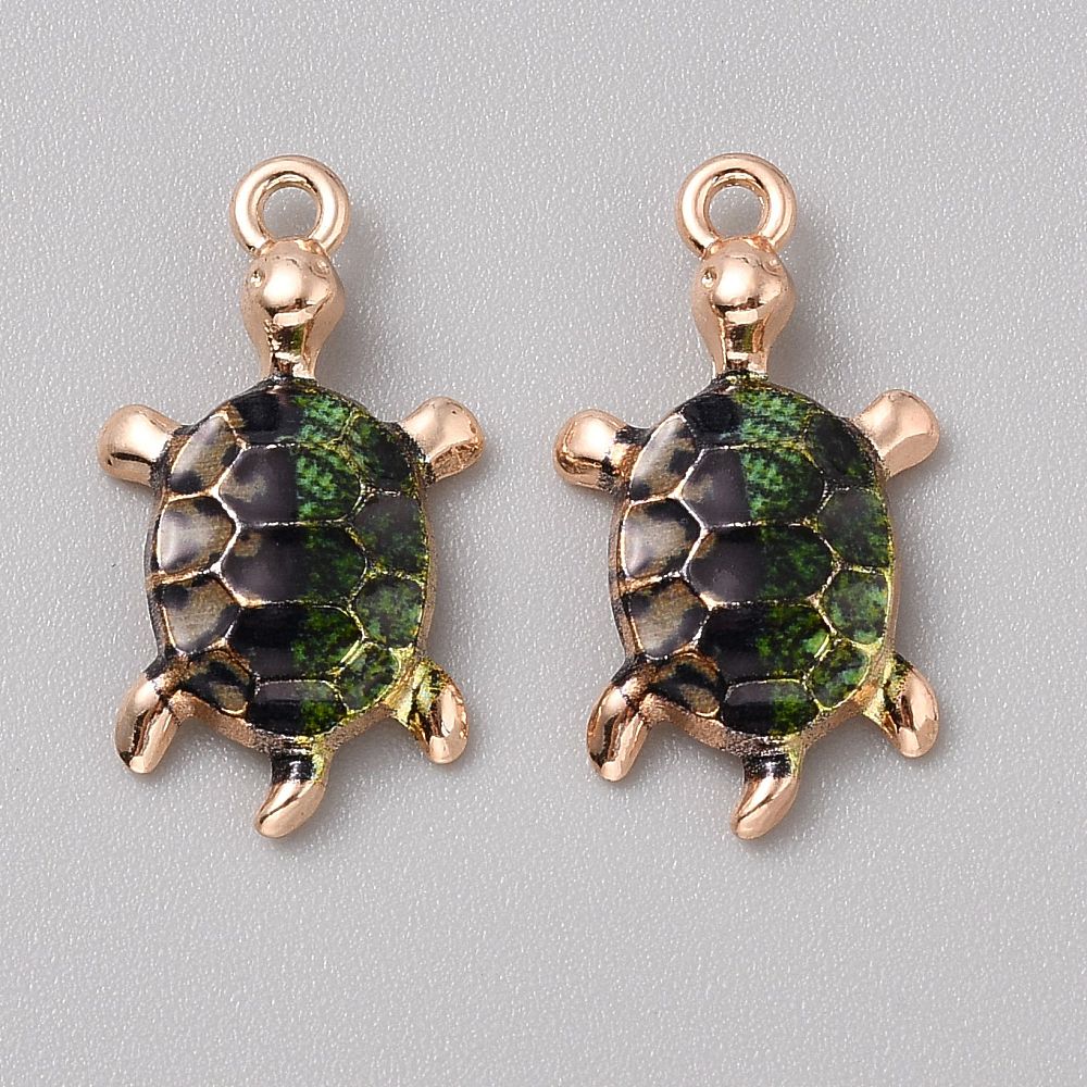 Подвеска с эмалью Черепаха темно-зеленая, 24х14 мм, 1 шт.