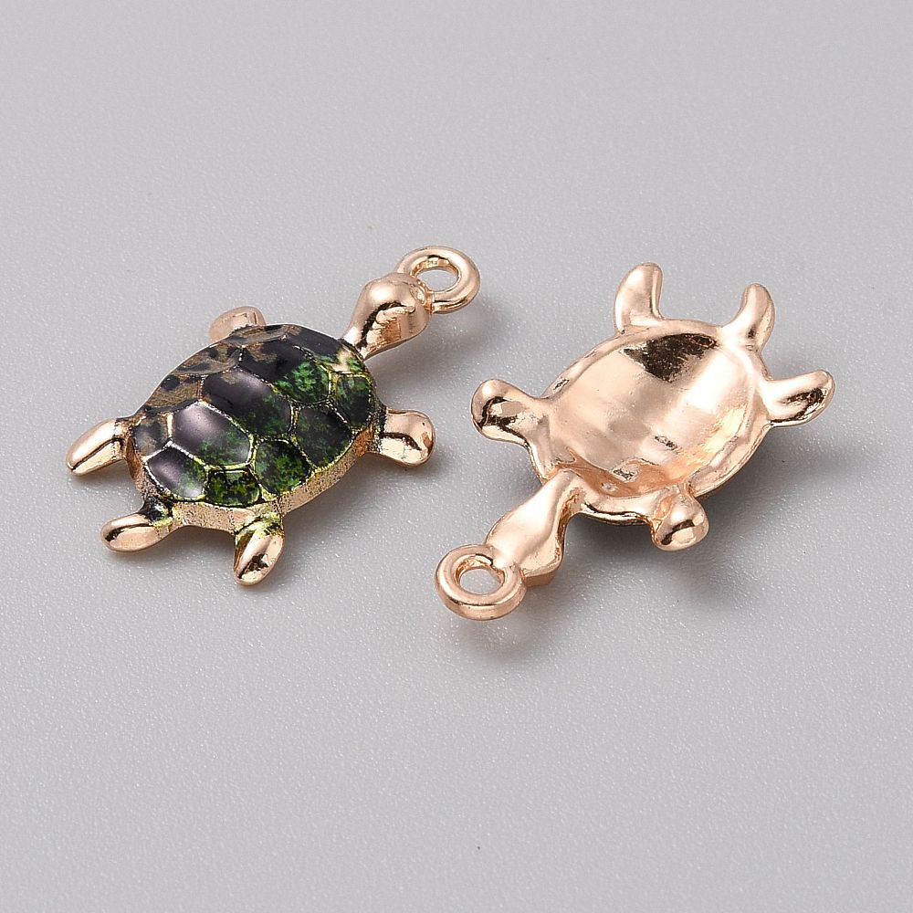 Подвеска с эмалью Черепаха темно-зеленая, 24х14 мм, 1 шт.