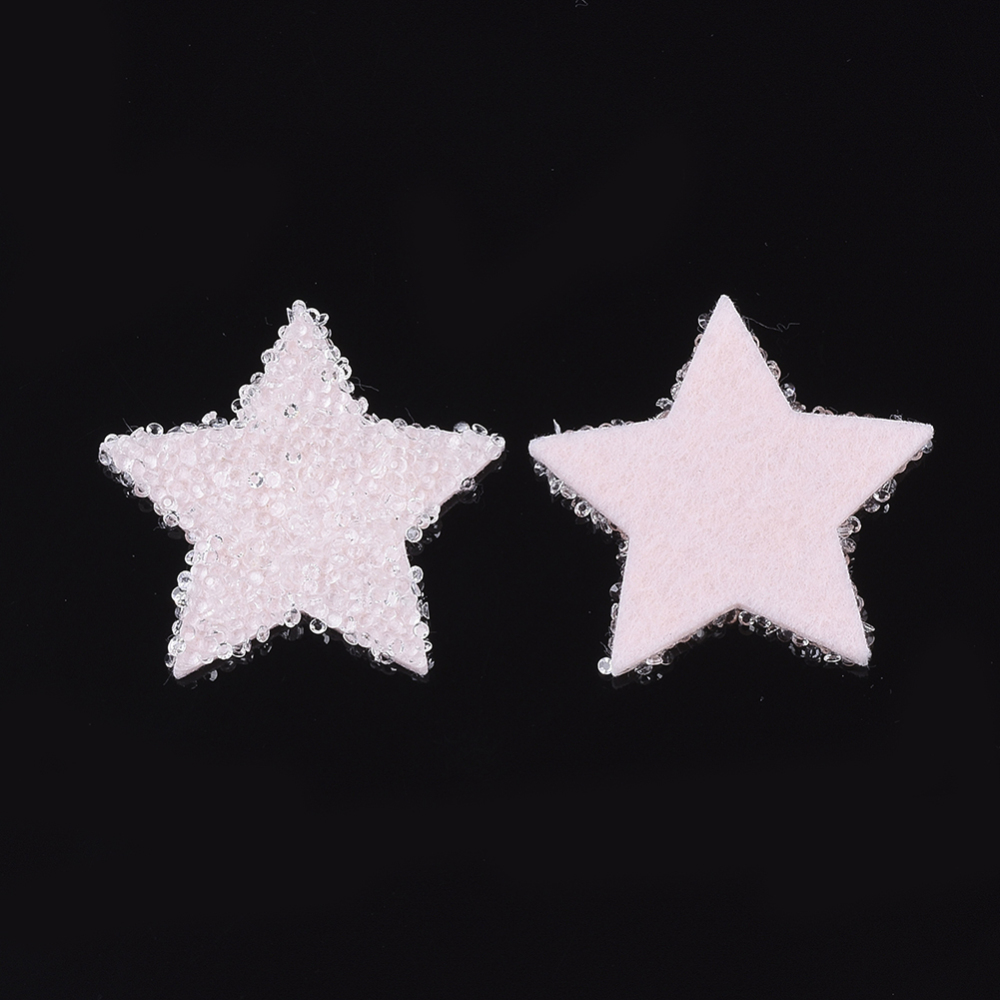 Декор на тканевой основе с бисером Звездочка, розовый, 46х48 мм, 1 шт.