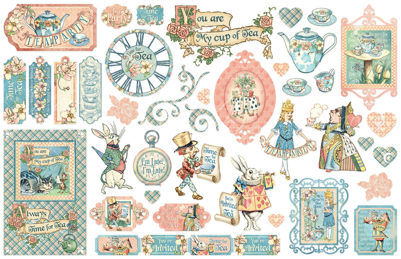 Набор высечек для скрапбукинга Alice's Tea Party, Graphic 45