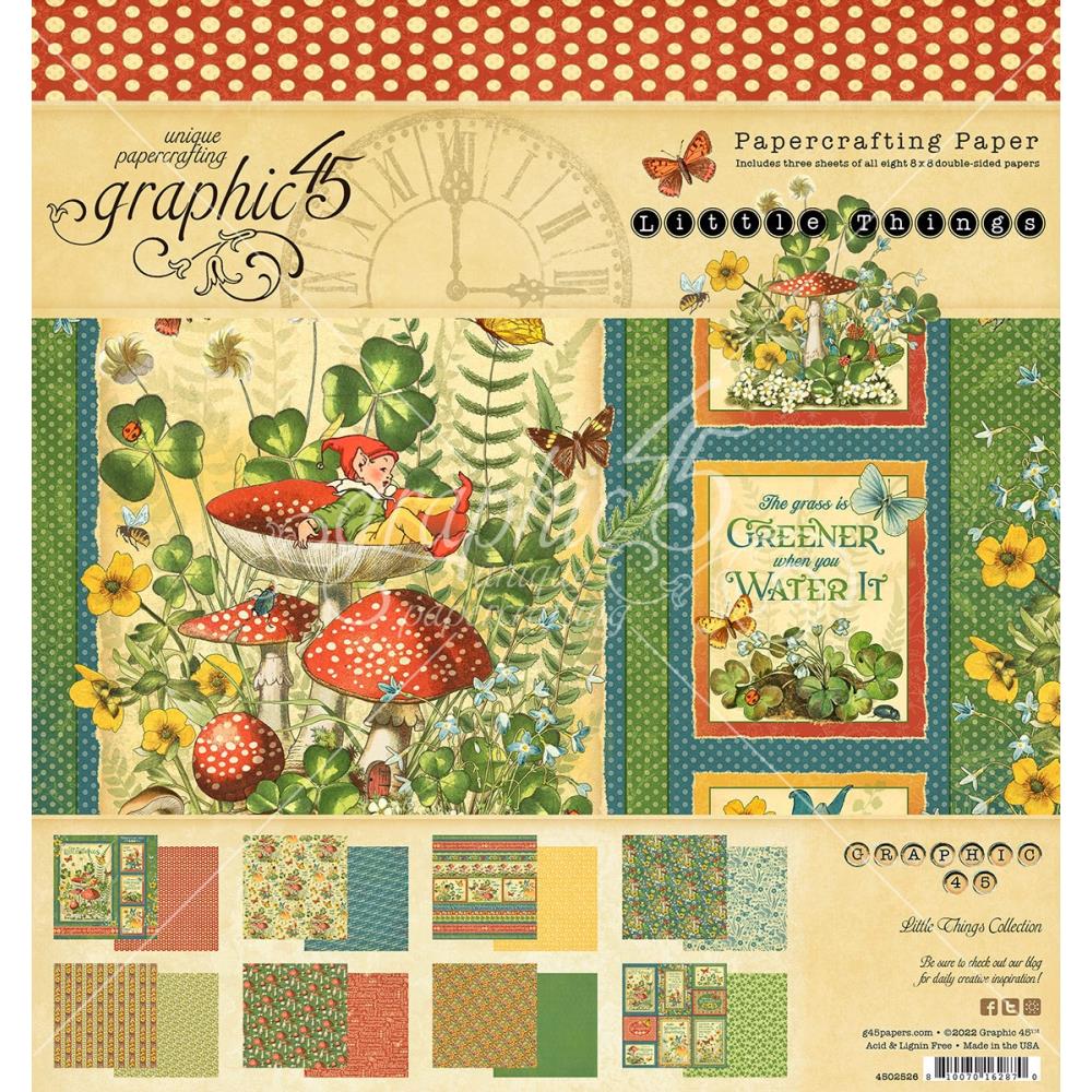 Набір для скрапбукінгу Little Things, 20x20 см, 8 аркушів, Graphic 45