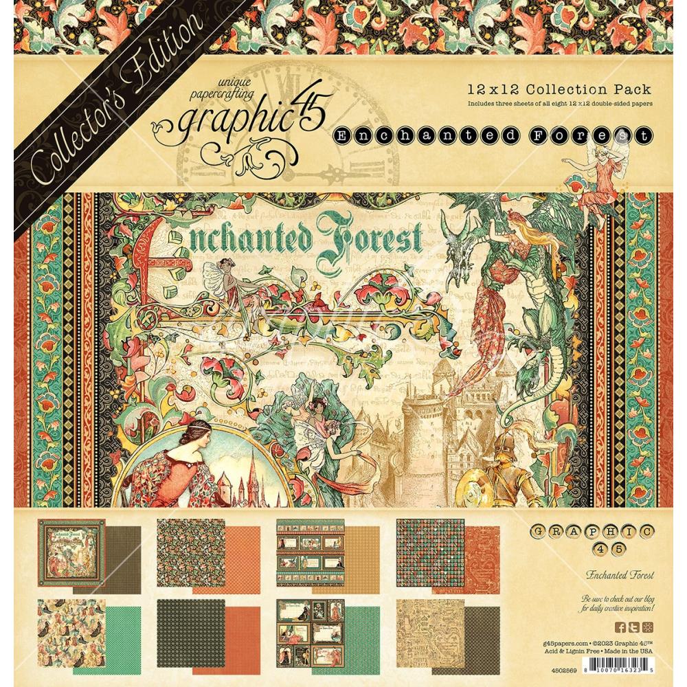 Набір паперу Enchanted Forest Collectors, 8 аркушів, 30*30 см Graphic 45
