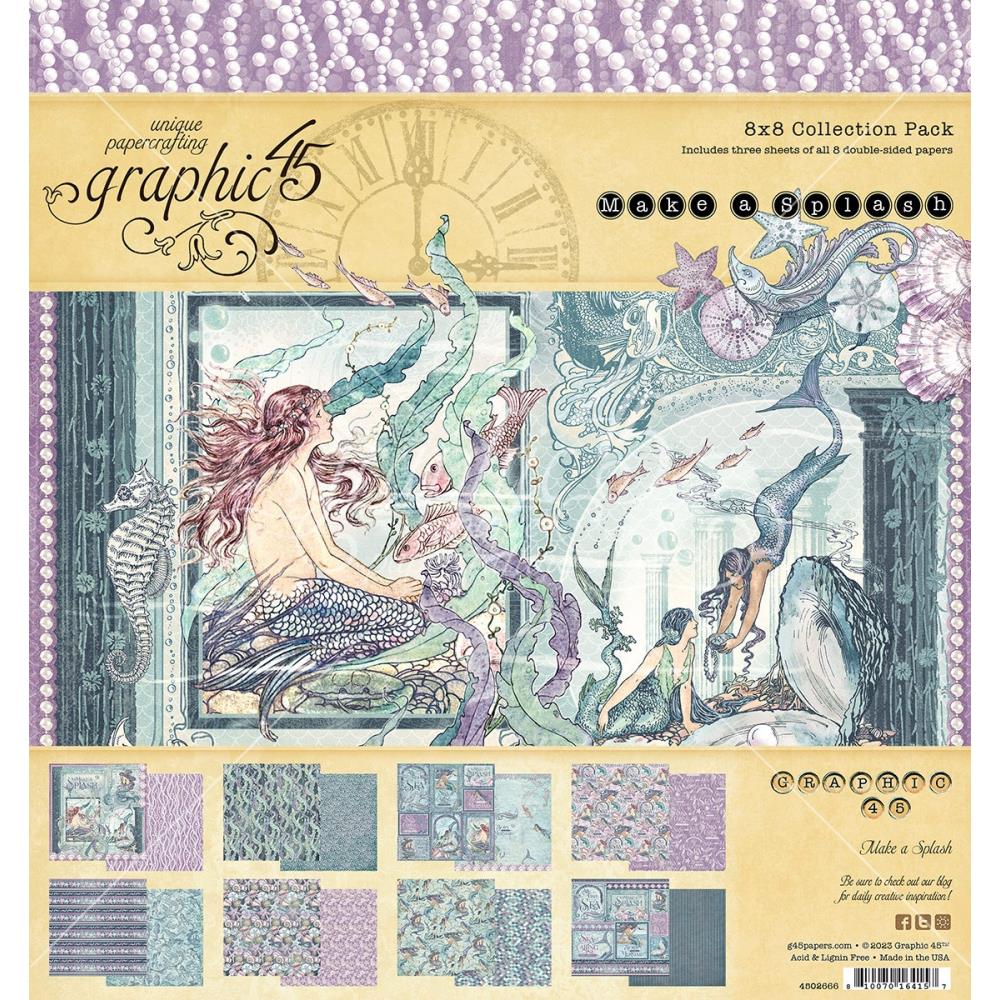 Набір для скрапбукінгу Make a Splash, 20x20 см, 8 аркушів, Graphic 45