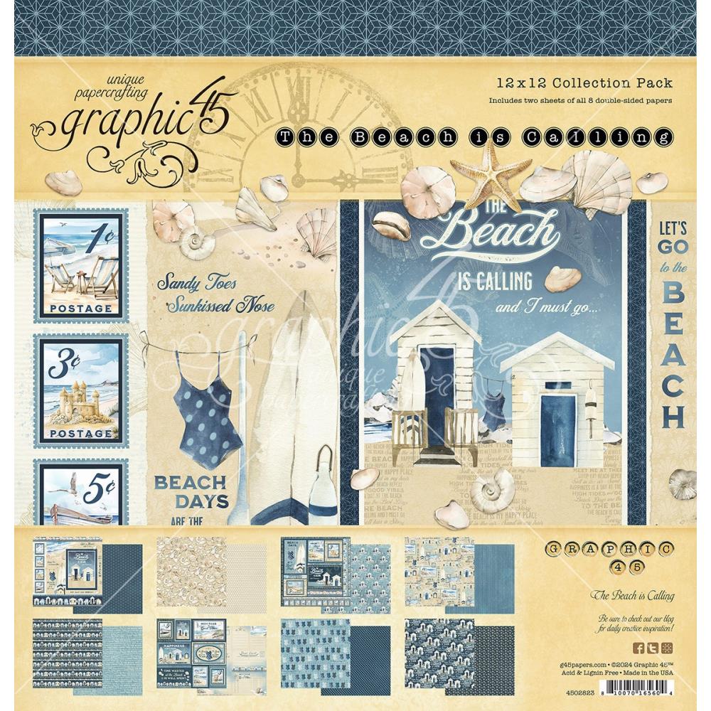Набір паперу The Beach is Calling, 8 аркушів, 30*30 см Graphic 45