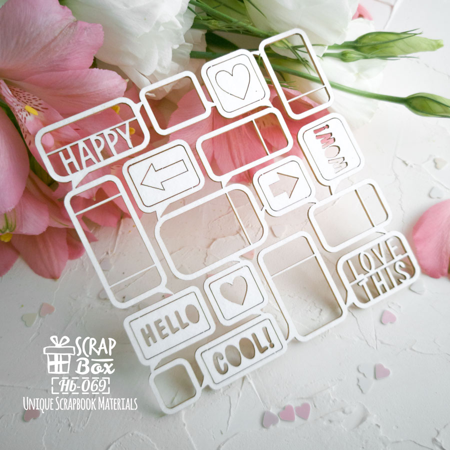 Чипборд Фон с надписями, 10х10см, Scrapbox