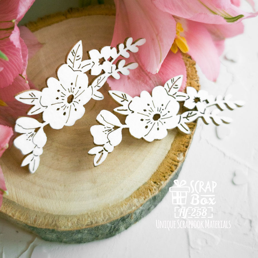 Чіпборд дві композиції з квіткою шипшини, 5,5х2см, Scrapbox