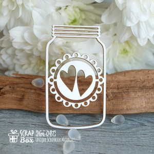 Чипборд Баночка сердечки , 35*60 мм от Scrapbox