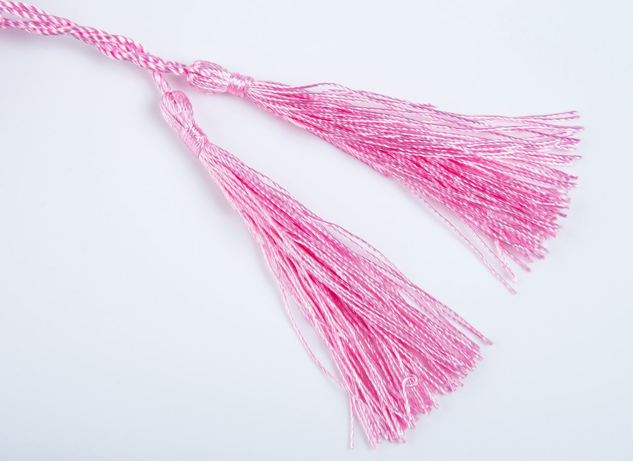 Кисточка декоративная, длина 8 см + 5см, розовый цвет, 1шт