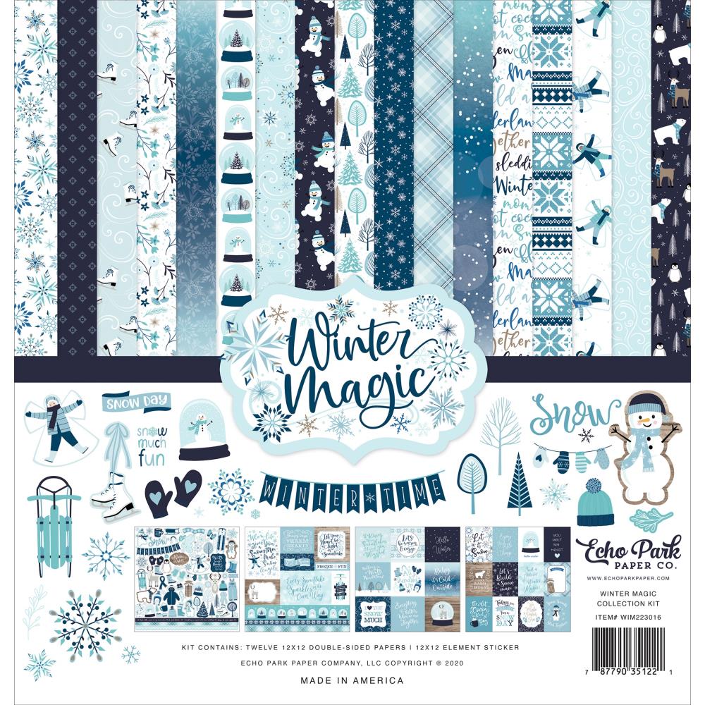 Набор бумаги Winter Magic 30х30 см, 12 листов + лист наклеек от Echo Park