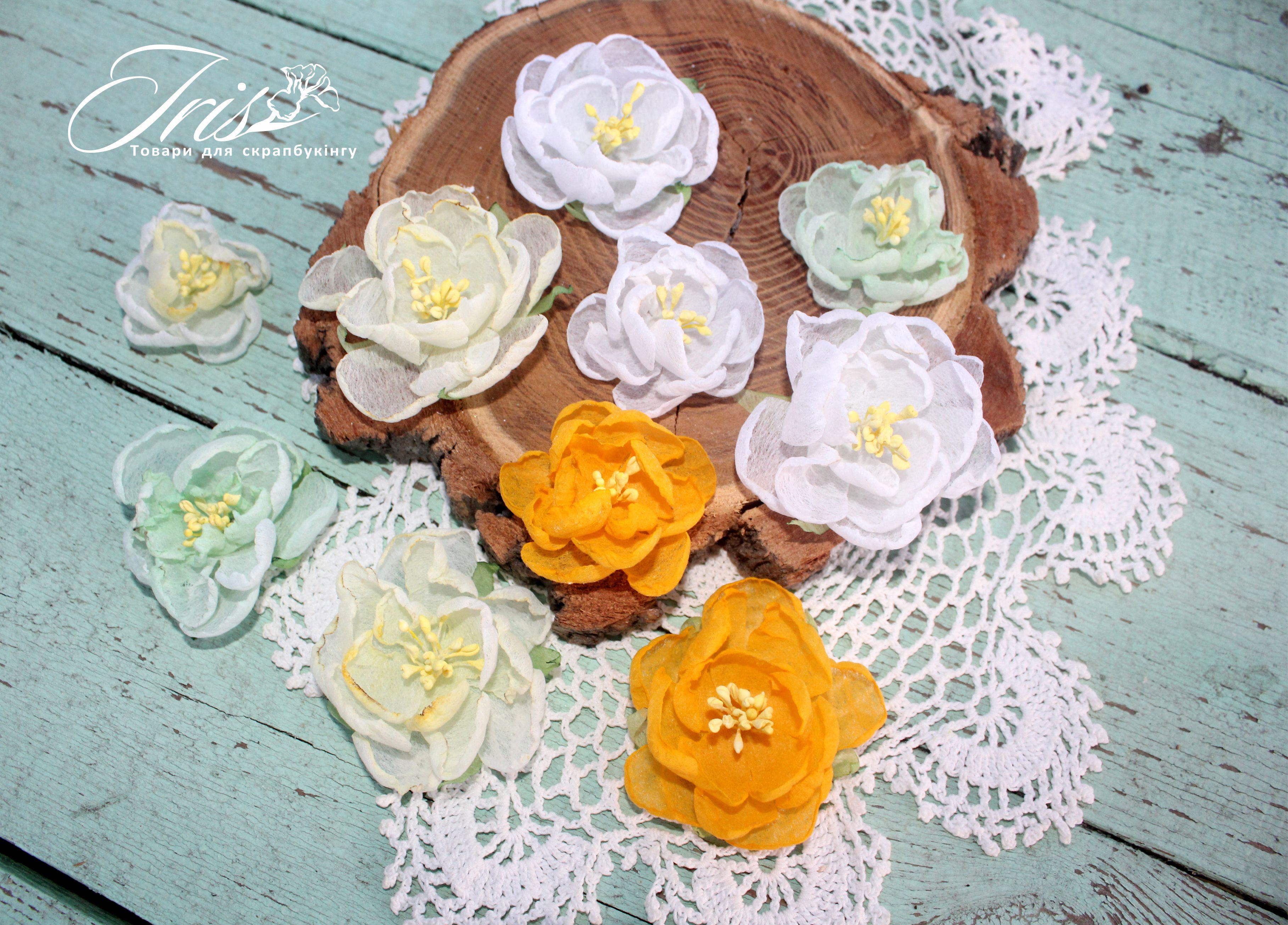 Набор цветов и декора, Royalty flowers Желто-зеленый микс, 40-50 мм, 10 шт, Iris