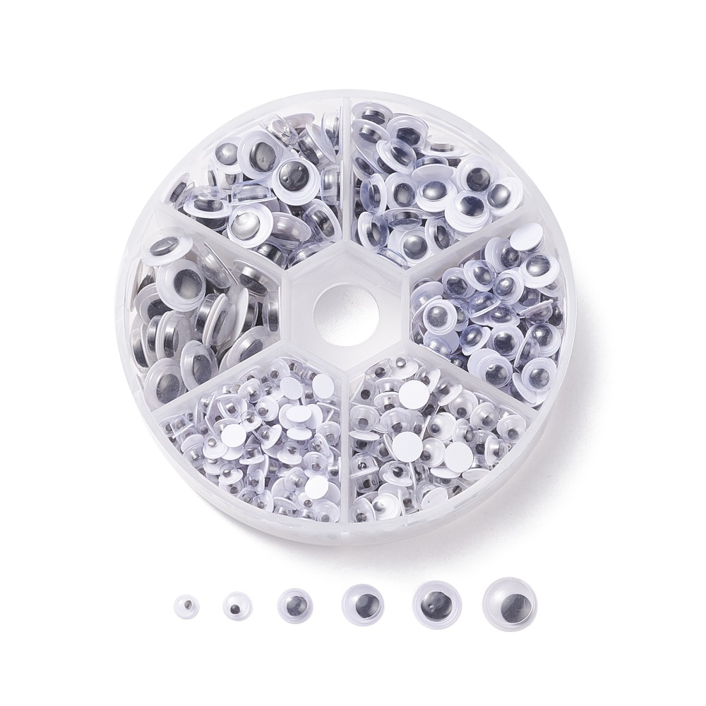 Набір очей для іграшок та ляльок,  6 розмірів, 4 - 9 мм, 600 шт.