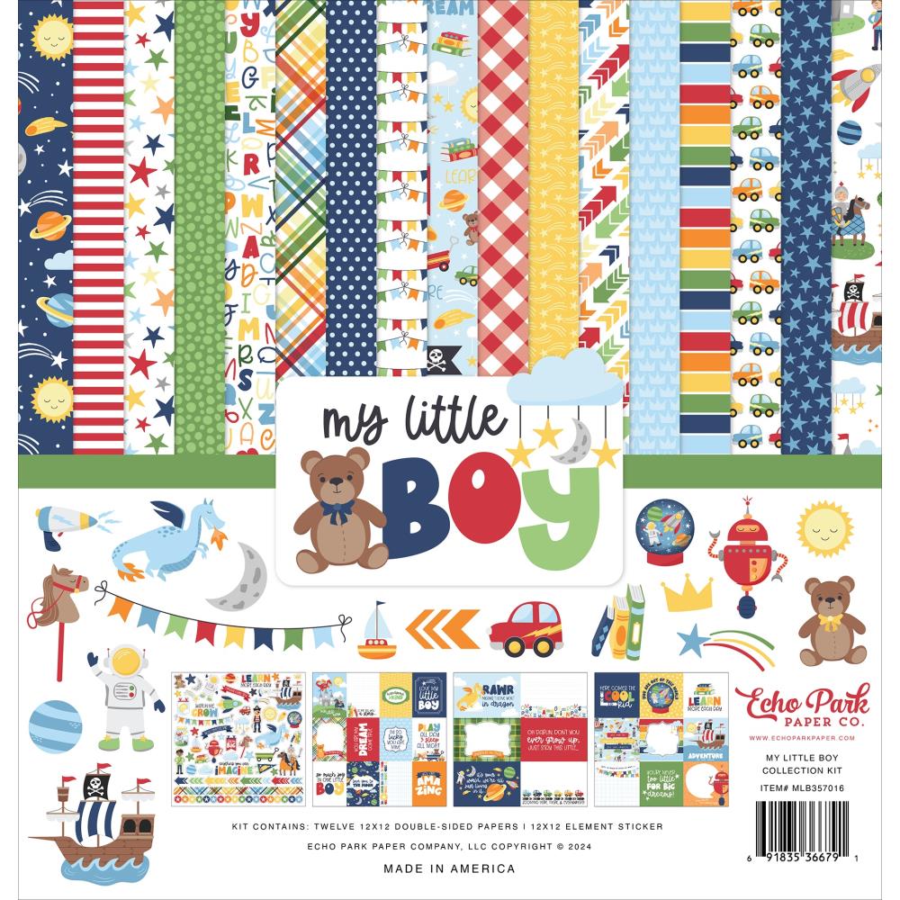 Набор скрапбумаги My Little Boy 30х30 12 листов + наклейки Echo Park