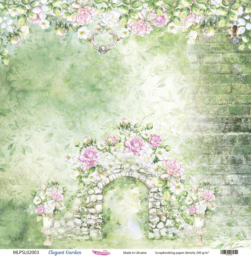 Двусторонняя скрапбумага, Elegant Garden 03, 240 г/м2, 30,5х30,5 см, Magenta Line
