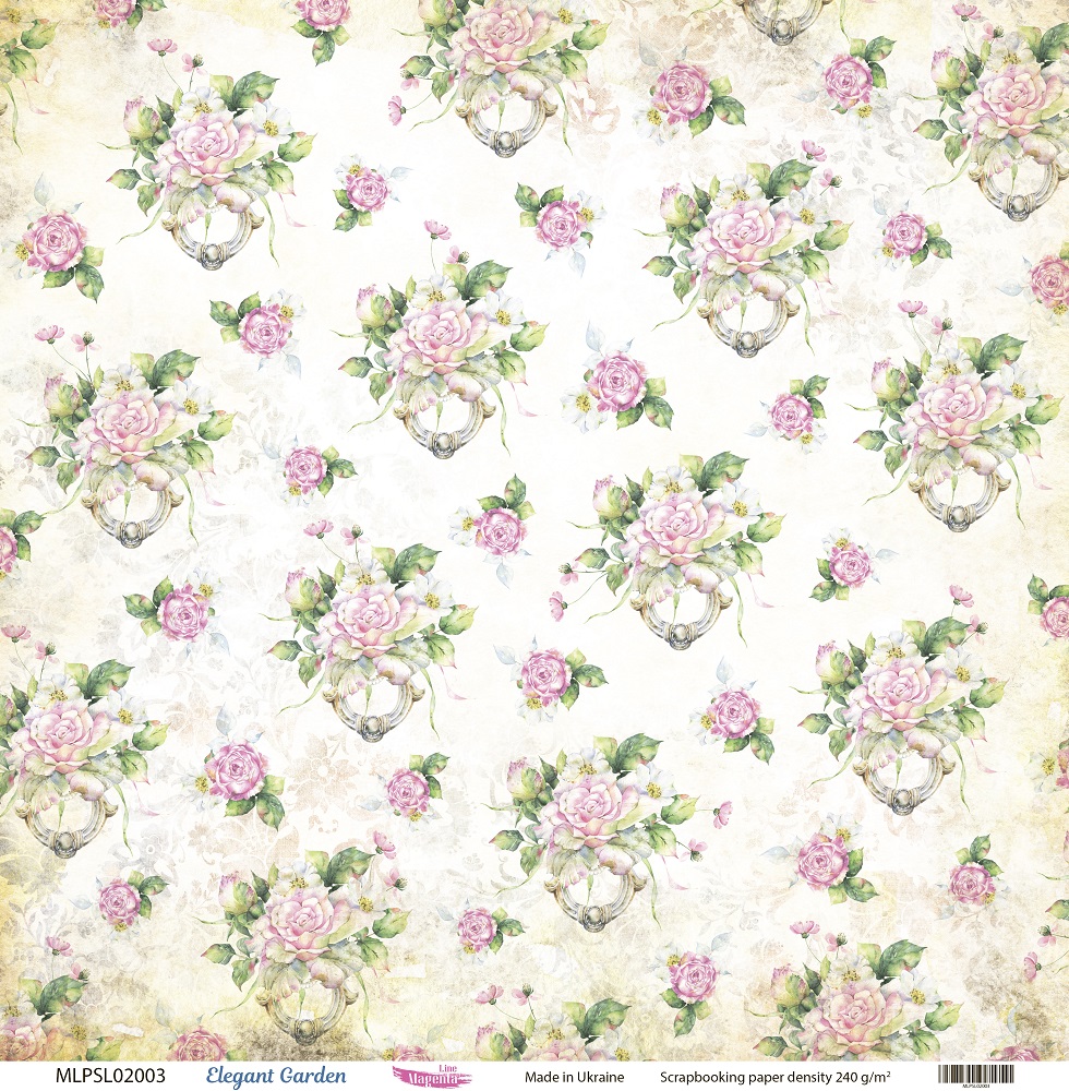 Двусторонняя скрапбумага, Elegant Garden 03, 240 г/м2, 30,5х30,5 см, Magenta Line