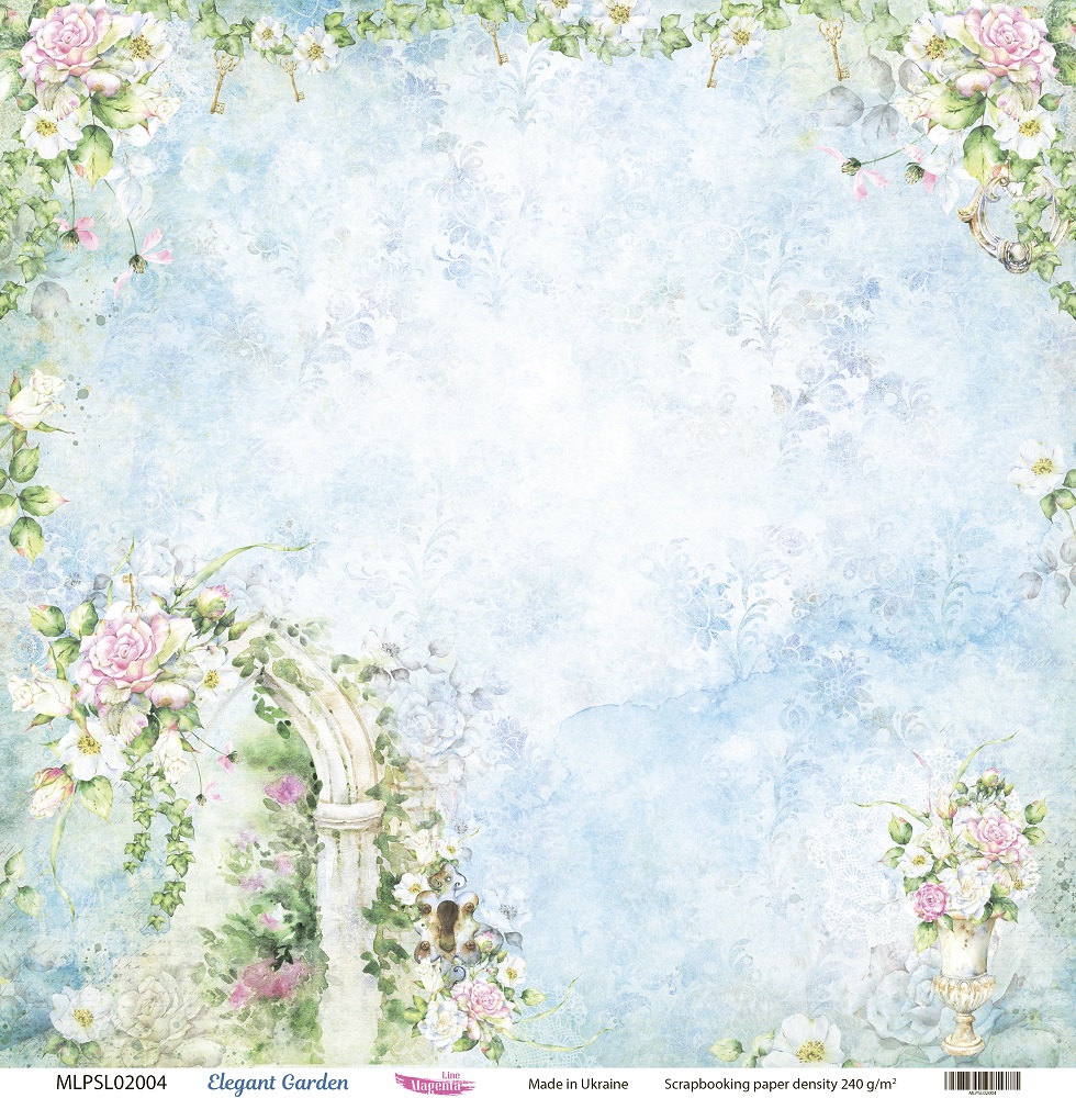 Двусторонняя скрапбумага, Elegant Garden 04, 240 г/м2, 30,5х30,5 см, Magenta Line