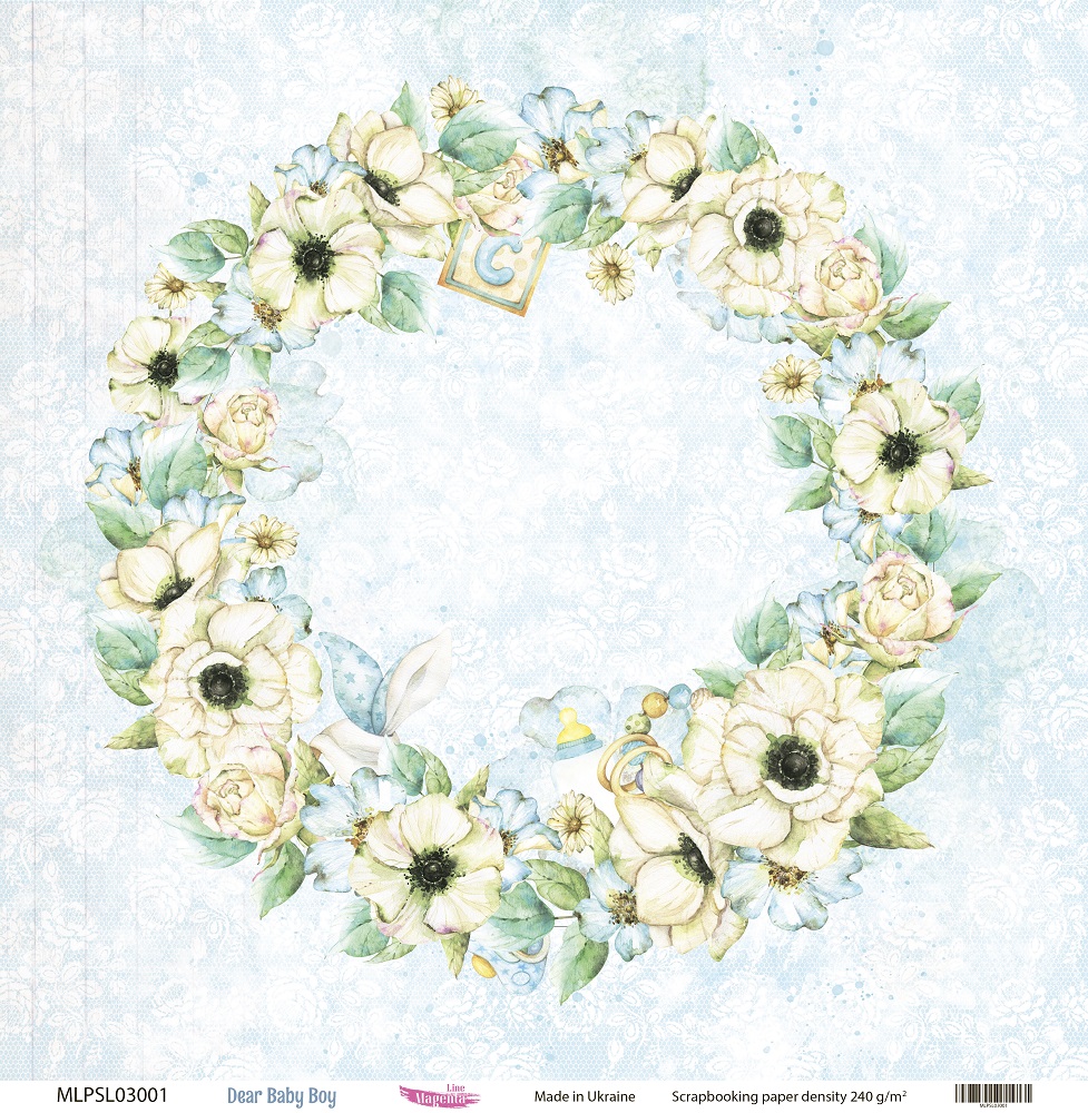 Двусторонняя скрапбумага, Dear Baby Boy 01, 240 г/м2, 30,5х30,5 см, Magenta Line