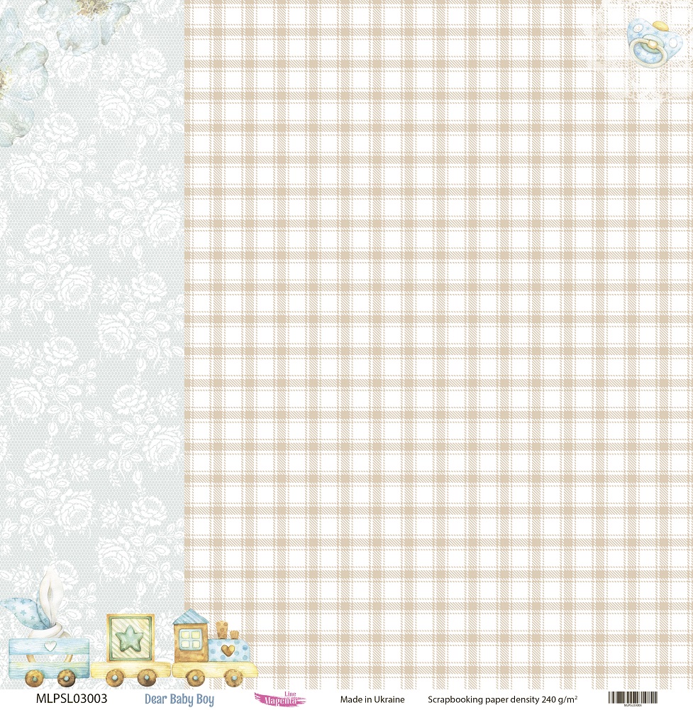 Двусторонняя скрапбумага, Dear Baby Boy 03, 240 г/м2, 30,5х30,5 см, Magenta Line