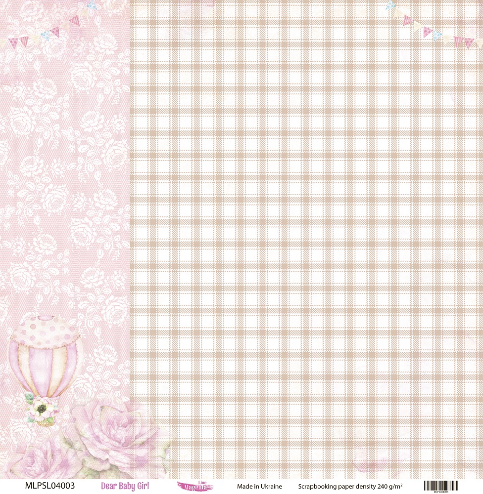 Двусторонняя скрапбумага, Dear Baby Girl 03, 240 г/м2, 30,5х30,5 см, Magenta Line