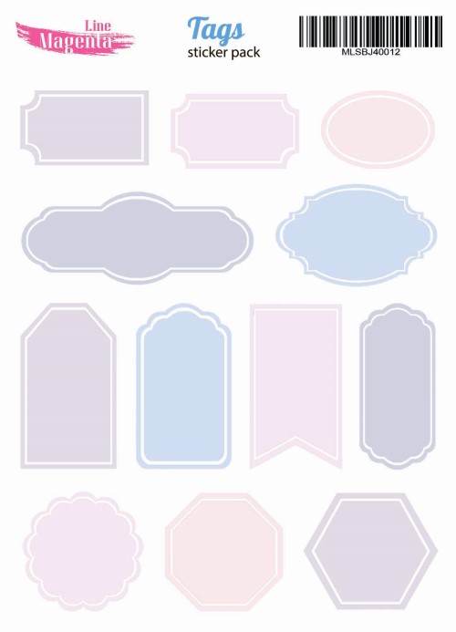 Набір наліпок Bullet journal Теги, пастельний, MLSBJ40012, 13х18 см, Magenta Line