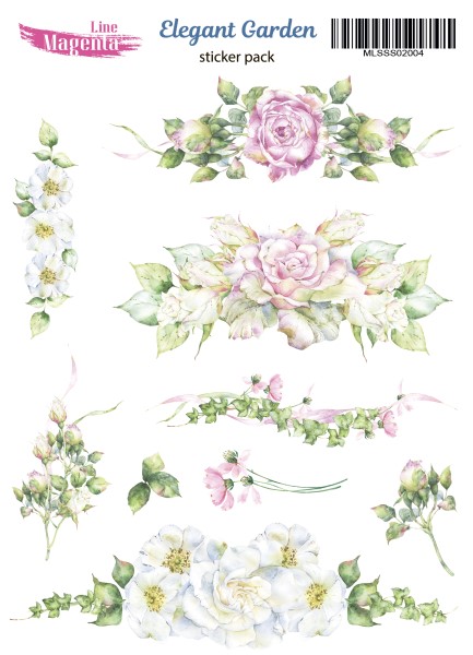 Наклейки, Elegant Garden 04 Квіткові бордюри, 13х18 см, Magenta Line