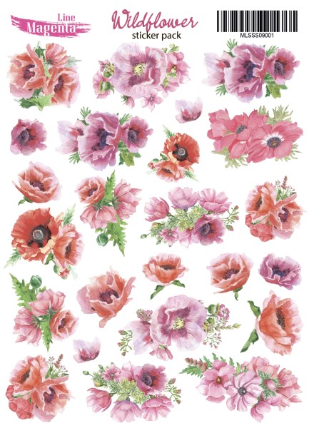 Набір наліпок Wildflower 01 Маки, Magenta Line, 13x18 см