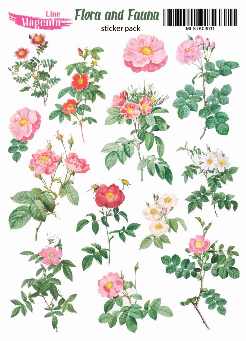 Наклейки, Magic Story Flora and Fauna Квіти шипшини, MLSTK03011, 13х18 см, Magenta Line
