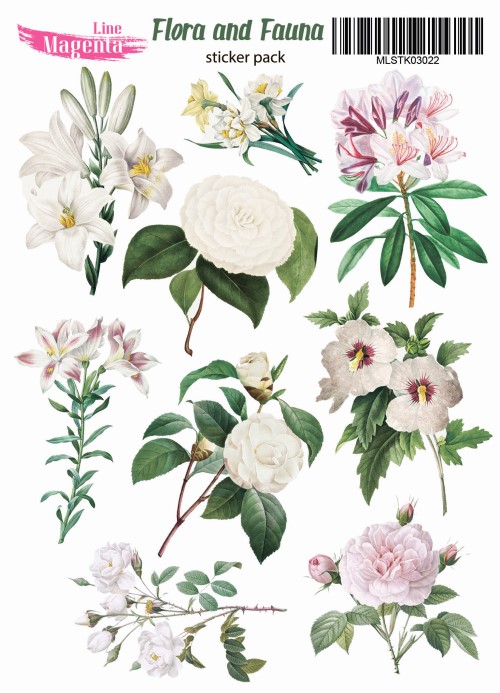 Набор наклеек Flora and Fauna Белые цветы, MLSTK03022, 13x18 см, Magenta Line