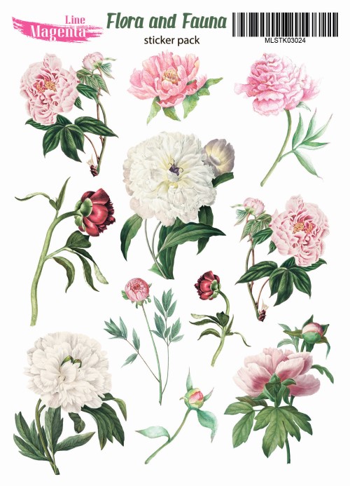 Наклейки, Magic Story Flora and Fauna Півонія, MLSTK03024, 13х18 см, Magenta Line
