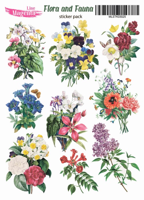 Набор наклеек Flora and Fauna Полевые букеты, MLSTK03025, 13x18 см, Magenta Line
