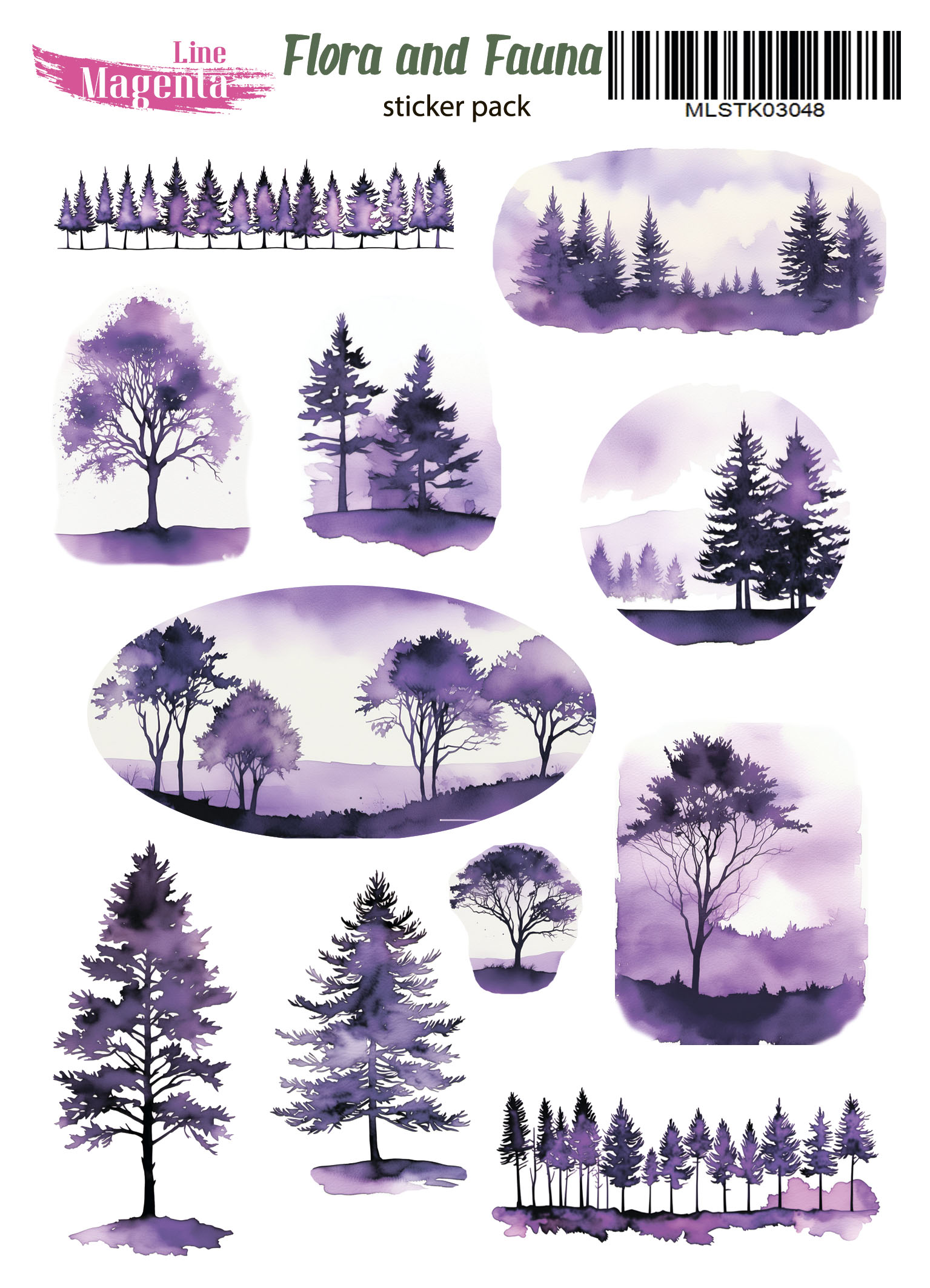 Набор наклеек Flora and Fauna Туманный лес, MLSTK03048, 13x18 см, Magenta Line
