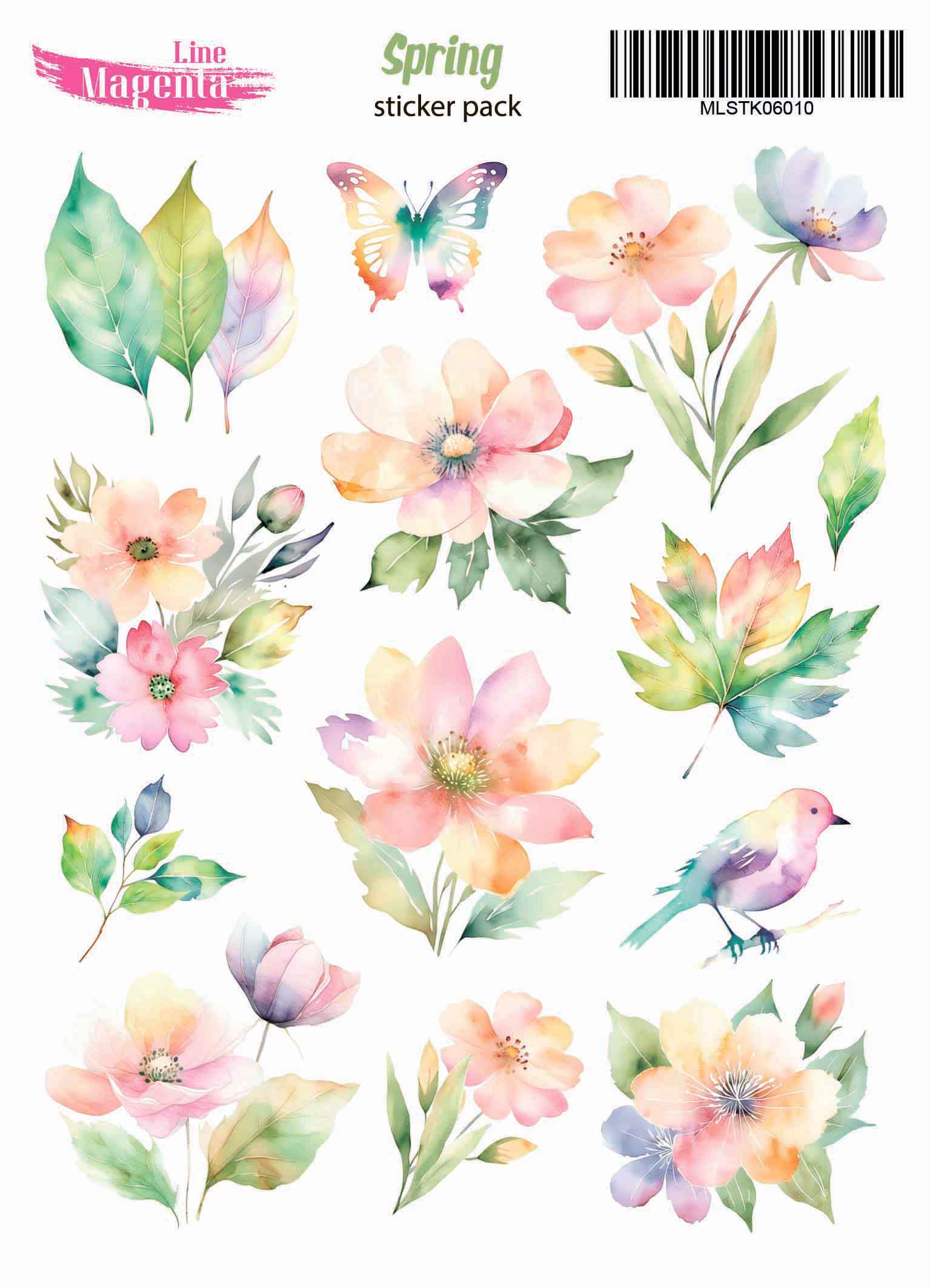 Наклейки Spring Цветение MLSTK06010, 13х18 см, Magenta Line