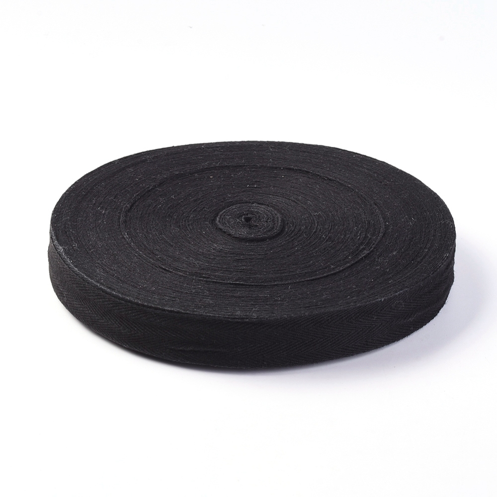 Бавовняна стрічка, колір чорний, 25 мм, 1 м
