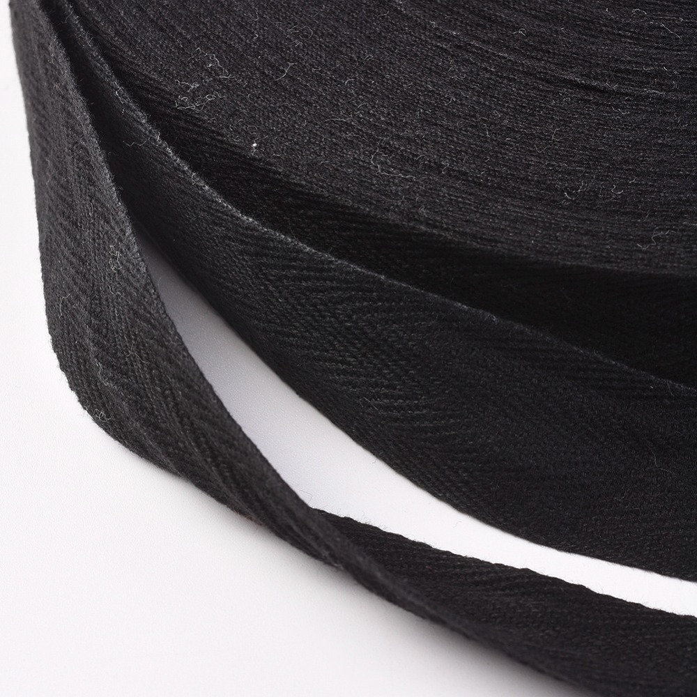 Хлопковая лента, цвет черный, 25 мм, 1 м