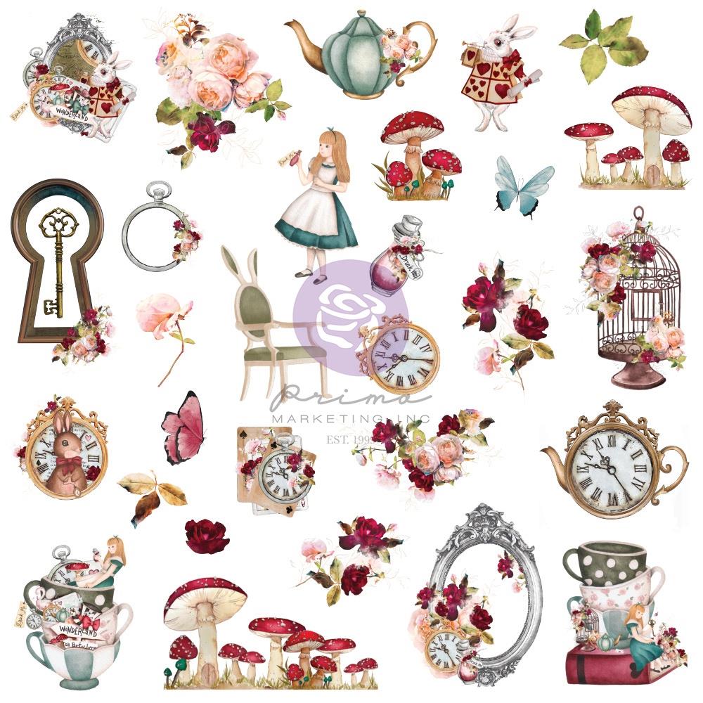 Набір вирубування для скрапбукінгу Ephemera Lost in Wonderland, 58 штук, Prima