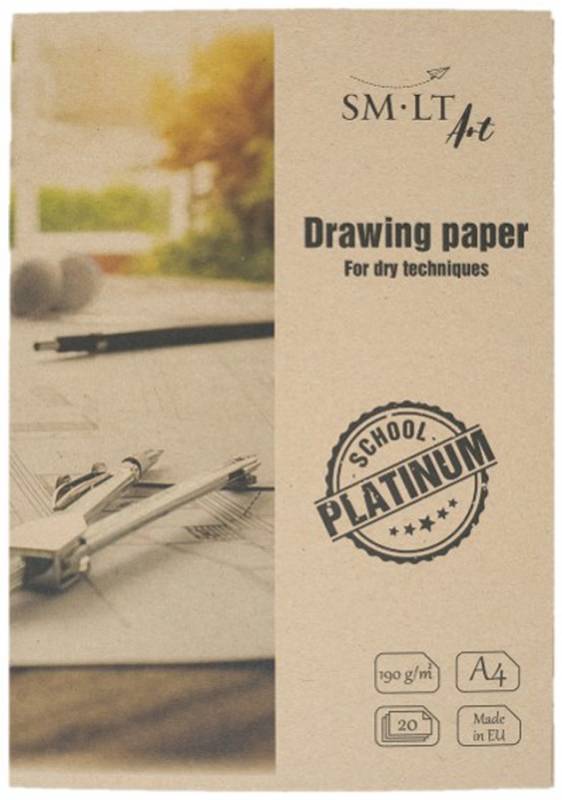 Папка для рисунка Platinum А4, 190/м2, 20л, SMILTAINIS