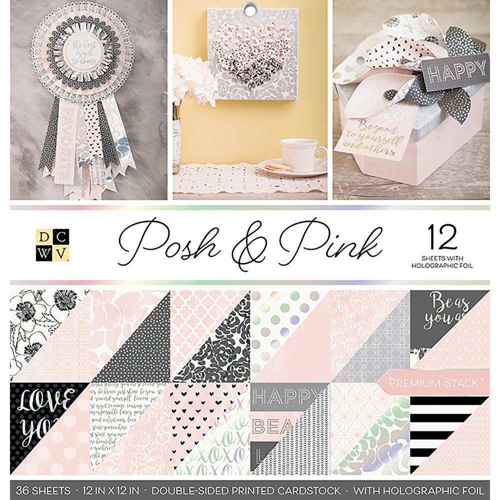 Набор бумаги с фольгированием Posh & Pink, 18 листов DCWV