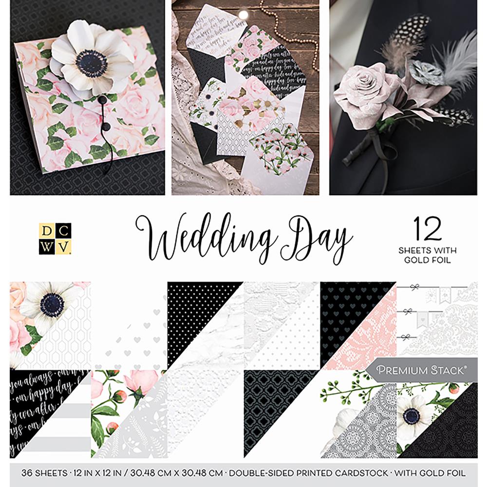 Набор скрапбумаги с фольгированием Wedding Day, 30х30 см, 18 листов, DCWV