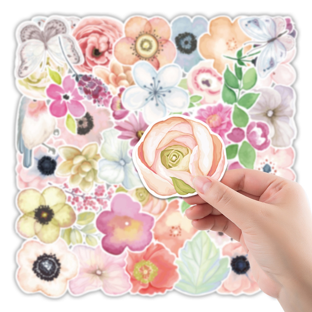 Набор наклеек Пастельная поляна, пленка, водостойкие, 5-8 см, 50 штук