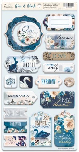 Чіпборд для скрапбукінгу 18шт  Blue & Blush ENG, Scrapmir