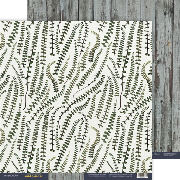 Лист двусторонней бумаги, 04, Herbarium Wild summer, 30x30 см, Scrapmir