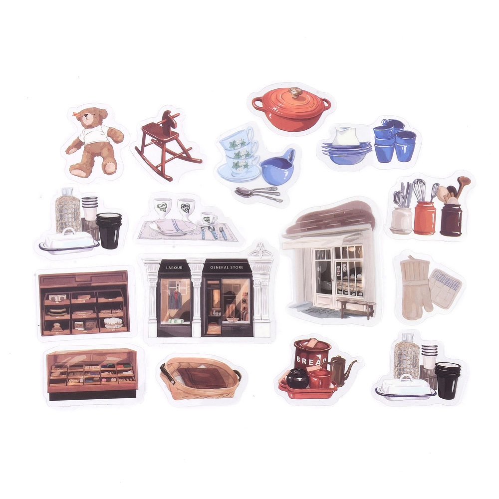 Набор наклеек Кофейня, пленка, 3-6 см. 30 шт.